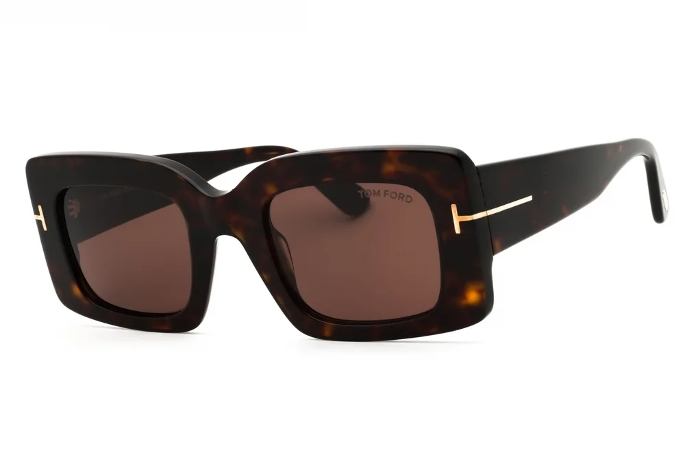 NWT Tom Ford FT1188-52E Brown Rectangular 50mm Sunglasses